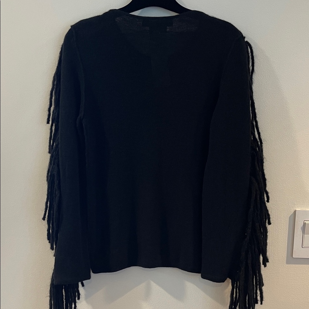 MaxMara Black Mohair Wool Blend Sweater with Fringe Large New - Picture 5 of 7